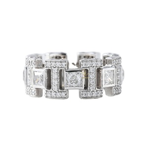 Nouveau design Vintage Style Bling Bling Princess Cut Moissanite Diamond Bezel Set Wide Band Hiphop Men's Ring - Product Image 1