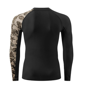 Full Sleeve Quick Dry Polyester <b>Compression</b> <b>Shirt</b> Men's <b>Black</b> Long Sleeve Rash Guard Custom Printed Right Sleeve Rash Guard - Product Image 2