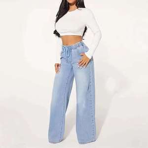 Jeans de cintura alta para mujer, estilo streetwear, ajustados, de pierna recta, casuales, de largo completo - Product Image 5