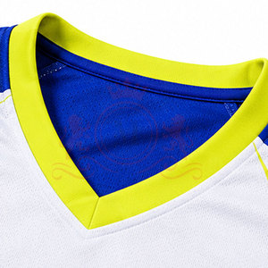 Maillot de football pour homme, bleu et blanc dégradé, manches courtes, col en V, polyester respirant, coupe athlétique, toutes saisons - Product Image 5