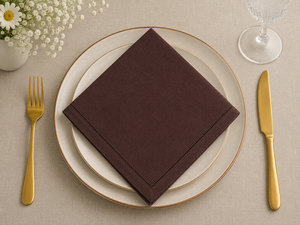 Luxury Embroidered <b>Linen</b> <b>Cloth</b> Napkin | Hemstitched Square Dinner Napkin for Wedding & Dining - Product Image 1