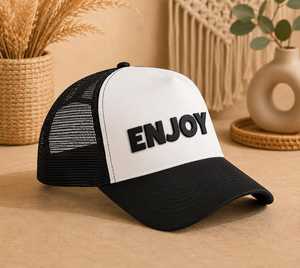 Gorra Trucker de 6 Paneles Ajustable para Mujer, con Estampado 'Mum Happy Birthday' y Malla Negra y Rosa, Casual, Primavera Verano - Product Image 6