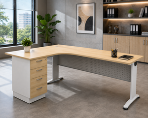 Mesa de Conferencia Comercial Moderna en Forma de L, Duradera, con Patas de Metal y Chapa de Madera, Altura Ajustable, para Oficina, Sistema de Oficina AY - Product Image 4