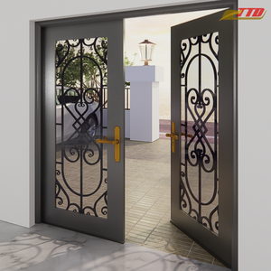 Puerta Interior Arqueada de Acero Estilo Postmoderno TTD, Hierro Forjado, Acero Inoxidable, Apertura Automática, Resistente a Balas, Diseño Floral - Product Image 2