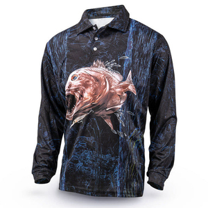 Camisetas Polo de Pesca Sublimadas Personalizadas al por Mayor, Camisetas de Pesca de Manga Larga, Camisetas Polo de Pesca con Protección UV de Poliéster - Product Image 1