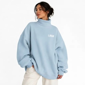 Pulls décontractés pour femmes en molleton brossé avec appliques, col montant et détails de badge personnalisés – Vêtements chauds et décontractés de boutique en gros - Product Image 1