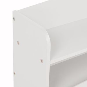 Letto per bambini in legno di pino bianco con luce LED a sensore di movimento, testiera con libreria e sponde di protezione - Product Image 5