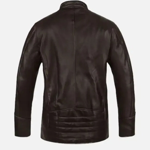 Vintage Casual Men's <b>Synthetic</b> <b>Leather</b> Jacket Crew Neck Waterproof Breathable Eco-Friendly Winter Warm Zipper Closure Front - Product Image 2
