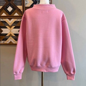Women's Red Crew <b>Neck</b> Sweatshirt with Parke Embroidered Letter Design Regular Fit Cotton Winter 200g <b>Mock</b> <b>Neck</b> - Product Image 2