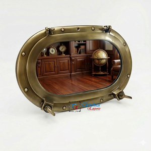 Solid Premium Aluminium Antique Finish 15-inch Oval Porthole Mirror Handmade Lightweight Nautical <b>Graduation</b> Decorative Gift - Product Image 1
