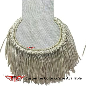 Epaulettes de hombro de hilo de mylar con flecos, de alta calidad y personalizables, en color plateado. - Product Image 2