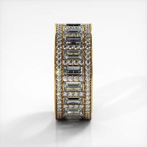 Women's 925 <b>Sterling</b> <b>Silver</b> Rhodium Plated Moissanite Full <b>Eternity</b> Band <b>Ring</b> Emerald Cut Pave Setting Luxury Wedding Jewelry - Product Image 3