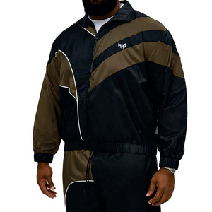 Ensemble de survêtement coupe-vent personnalisé pour homme avec veste zippée à empiècements contrastants et pantalon de jogging – Léger, OEM, Vente en gros, Fournisseur de vestes et de vêtements de sport pour homme - Product Image 2