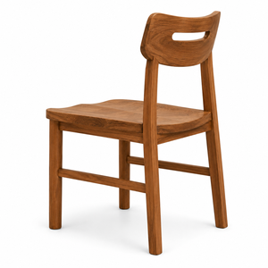 Silla de Comedor Moderna Escandinava Contemporánea de Madera de Teca Sólida, Ecológica, Impermeable y Duradera, con Asiento Ergonómico Tallado, para Hogar, Oficina y Hotel - Product Image 1