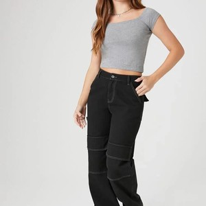 T-shirt court en coton de haute qualité, grande taille, motif uni, style hip-hop pour femmes, respirant, fabriqué en usine au Pakistan - Product Image 3