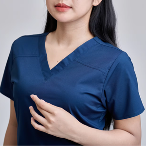 Conjunto de Uniforme Médico Unisex Vietnamita de Tela FMF CVC, 52% Algodón, 45% Poliéster, 3% Elastano, con Tecnología de Detección de Agujas y Fusión sin Costuras - Product Image 1