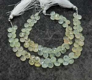 Perles de pierre précieuse naturelle multi-prehnite facettées en forme de cœur, 7-8 mm, prehnite ombrée, perles briolette prehnite pour la création de bijoux, 8 pouces - Product Image 1