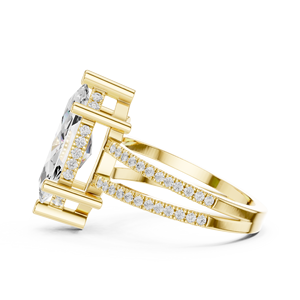 Classic <b>Split</b> Shank 14K Yellow Gold IGI Certified Lab Grown Diamond 3 CT Marquise Cut Anniversary Wedding Engagement Halo <b>Ring</b> - Product Image 2