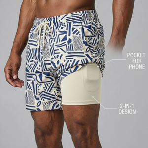 Shorts de bain performants pour hommes, légers, en tissu extensible, avec logo personnalisé, fournisseur en gros - Product Image 1