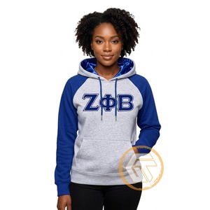 GREEK TREASURES สินค้ามาใหม่ เสื้อฮู้ดผู้หญิง Zeta Phi Beta ผ้าฝ้าย 100% ระบายอากาศได้ดี สวมใส่สบาย พร้อมปักโลโก้ตามสั่ง เสื้อผ้าลำลองสำหรับชมรมนักศึกษา - Product Image 3
