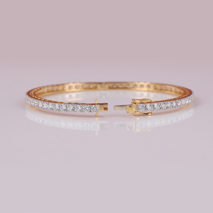 Luxury 18K Gold Plated Thin Hiphop Charm <b>Bangle</b> <b>Bracelet</b> with Moissanite for Women Wedding Jewelry - Product Image 1