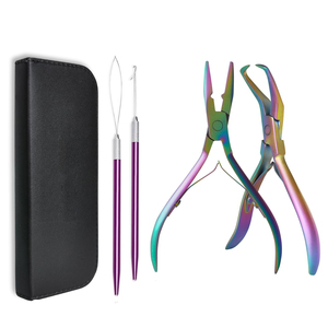 Hair Extension <b>Pliers</b> <b>Set</b> With Tweezers And Carrying Case Rainbow Finish Metal Tools For Installation And Removal - Product Image 1
