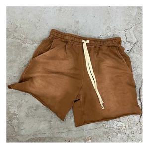 Shorts en coton délavés au soleil de haute qualité couleur lourde vêtements de rue noirs Shorts de gymnastique lavés en détresse Vintage pour hommes - Product Image 4