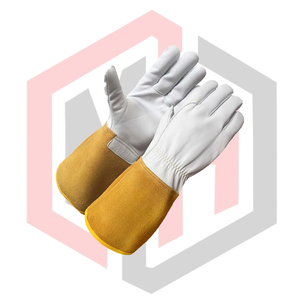Guantes de Soldadura TIG de Piel de Cabra con Puño Amarillo, Puño Tejido, Resistentes al Calor y al Desgarro, Alta Calidad, para Trabajo Diario y Seguridad contra Incendios - Product Image 3
