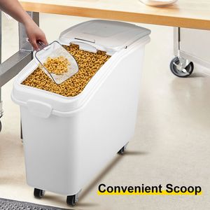 Contenitore Grande da 100L (27 Galloni) per Riso, Dispenser per Cibo per Cani, Contenitore per Ingredienti da Cucina e Cereali per Animali Domestici con Vano per Grano e Farina - Product Image 1