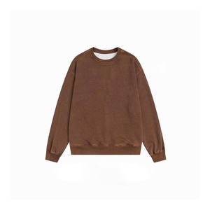 เสื้อสเวตเชิ้ตผู้ชาย แขนยาว คอกลม สีน้ำตาลวินเทจ ล้างสีแบบแอซิดวอช ผ้าฟลีซ  รับทำโลโก้ตามสั่ง  OEM ODM ขายส่งเสื้อผ้า - Product Image 1