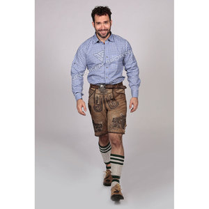 Camisa Tradicional Bávara Alemana para Hombre, Diseño Floral Primaveral Azul y Blanco, 100% Algodón, Transpirable, Ecológica, de la Mejor Calidad - Product Image 5
