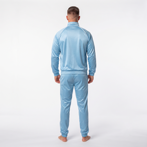 Survêtement en nylon pour homme, coupe-vent uni avec fermeture éclair intégrale et poche latérale, ensemble deux pièces personnalisé, vente en gros - Product Image 6