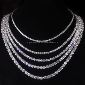 Colliers en or plaqué avec diamants certifiés IGI, chaînes fines hip-hop, chaînes tennis tendance pour hommes, chaînes en argent sterling 925 avec pierres précieuses RB - Product Image 2