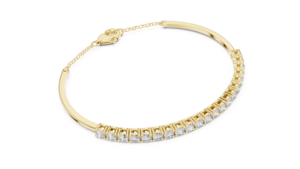 Round Cut Lab Grown Diamond <b>Bangle</b> half Chain Bracelet 14K 18K <b>Solid</b> <b>Gold</b> DEF VVS Classic Bridal Wedding Fine Jewelry for Women - Product Image 5