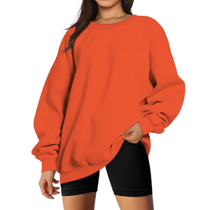 Premium Quality Women's Winter Knitted Oversized <b>Drop</b> Shoulder Sweatshirts Custom Logo Solid Color Women's Sweatshirt - Product Image 1