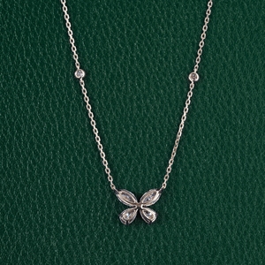 Collier pendentif papillon en diamant de laboratoire taille marquise et poire, chaîne en or massif 14 carats, bijoux raffinés pour usage quotidien - Product Image 6