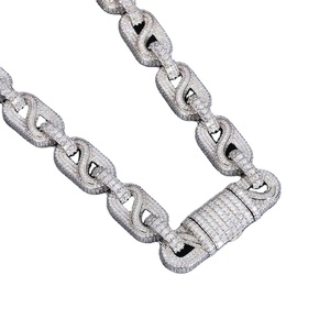 สร้อยคอเพชรโมอิสสีเงินสเตอร์ลิง925พร้อมสร้อยคอฮิปฮอปสำหรับผู้ชายหรือผู้หญิง - Product Image 4