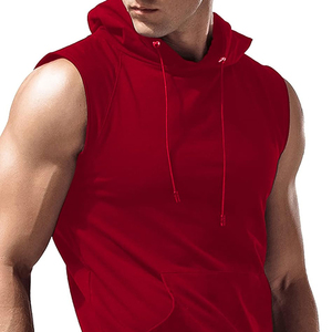 <b>Sleeveless</b> Solid Zipper Winter Workout Gym <b>Hoodie</b> for Men Athletic Bodybuilding Muscle Shirt - Product Image 6
