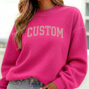 Sweat-shirt oversize à col montant pour femme en molleton doux et épais en coton bouclette, avec logo brodé sur le devant - Product Image 1