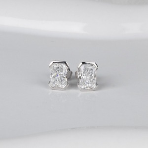 14K White Gold Radiant Lab Grown Diamond Stud <b>Earrings</b> 1.60ct F Color Classic Diamond Studs Elegant Fine Jewelry - Product Image 4