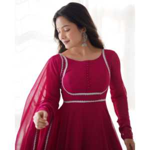 Liksha Women's <b>Red</b> Anarkali <b>Suit</b> Set NKB-36 - Product Image 2