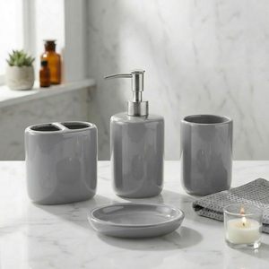 Hot Selling Gray Marble <b>Bathroom</b> <b>Accessories</b> <b>Set</b> with Stainless Steel Pump Use For Home and Restaurant - Product Image 3
