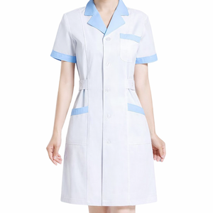 Bata Larga Unisex Ecológica para Médico/Veterinario, Uniforme de Enfermera, Manga Corta, Tela de Popelina para Detección de Agujas - Product Image 3