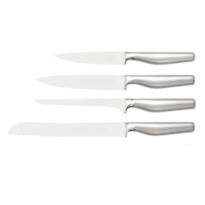 Ensemble de couteaux de cuisine professionnels 7 pièces avec lames en acier inoxydable, manches ergonomiques en métal, bloc de rangement en bois et aiguiseur - Product Image 5