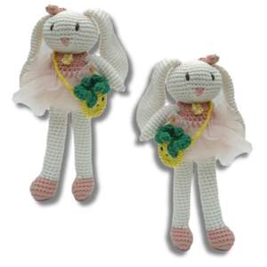 Muñeco de Peluche de Conejito Hecho a Mano, Diseño Premium, Vestido Naranja, Juguete de Peluche Suave Amigurumi, Regalo de Cumpleaños para Niñas 1:6, Indonesia - Product Image 2