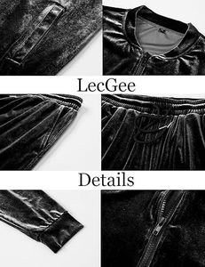 Conjunto de 2 piezas de chándal de terciopelo para hombre: Sudadera de manga larga con cremallera completa y pantalones jogger, conjunto de chaqueta y pantalones de terciopelo - Product Image 5