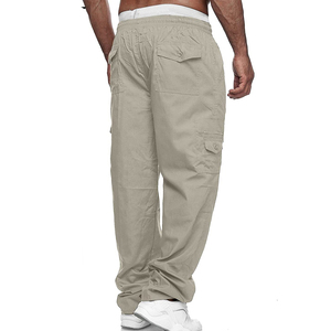 Pantalones Cargo Casuales Ligeros y Resistentes al Viento, 100% Algodón, Cintura Media, Frente Plano, Transpirables, Cintura Elástica - Product Image 4