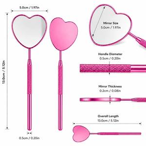 Miroir grossissant mural en forme de cœur avec poignée en acier inoxydable finition mate, accessoire de maquillage pour extension de cils - Product Image 4