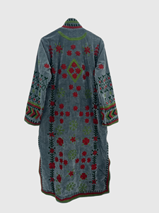 Veste en velours brodée de fleurs, col mandarin, manches longues, style Prairie Chic, grande taille, vêtements d'hiver pour femmes - Product Image 2