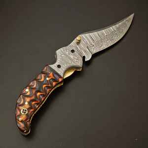 Cuchillo Plegable de Acero de Damasco para Camping, Precio Económico, Venta al por Mayor, Madera OEM, Product Palace LLC - Product Image 5